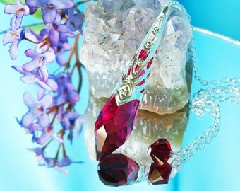 Dowsing Pendulum Swarovski Red Single Point Crystal Metaphysical Magic Wand