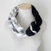 Half Braided Knot Scarf - Grey and White Chevron and Black Jersey