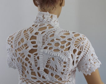 20% OFF Freeform Crochet Cotton Wedding Shrug - Bolero - Luxury - OOAK