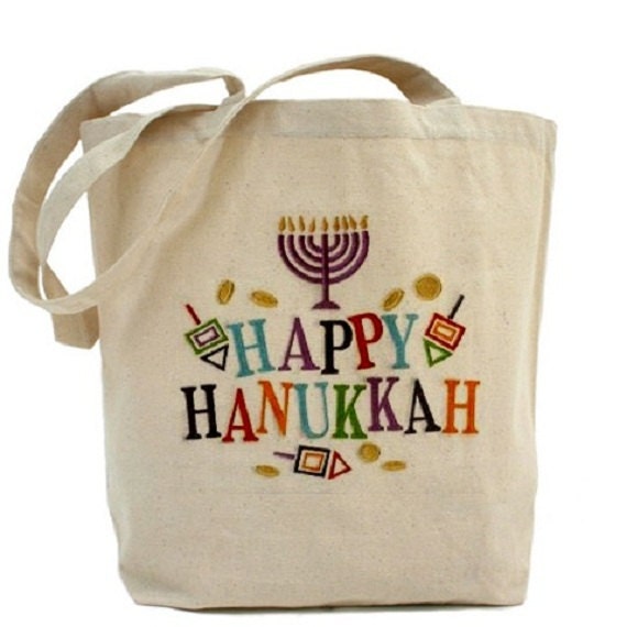 Hanukkah - Canvas Tote Bag - Gift Bags - Holiday Tote Bags