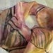 Salmon pink scarf with leaves, hand painted silk scarf in shades of salmon, pink, black FREE shipping