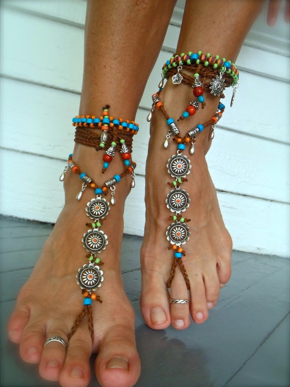 BAREFOOT BOHEMIAN WEDDING barefoot sandals slave Anklets