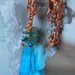 Blue Danube - Long Chain Necklace, Copper and Crystal Prism Pendant Necklace, Aqua Blue Crystal Pendant, Boho Chic