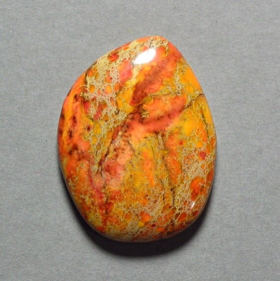 yellow orange VARISCITE JASPER cabochon 27X36m freeform