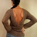 Defiant Beauty / Hand Knit Tunic Top Brown Silver Backless Shirt Knit Blouse Long Sleeve Knit Sweater S M L Fall Winter Spring