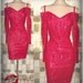 Vintage 80s RED Lace SWEETHEART Mini Party Dress sz 7 Sexy Avant Garde Boned off Shoulder Body Con 7/8