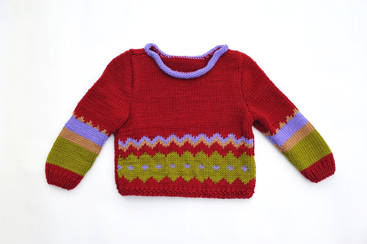 Toddler Baby Boy Knitted Sweater Blue Burgundy Red Green