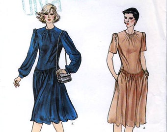 Vogue 8391 Vintage 80s Misses' Dress Sewing Pattern - Uncut - Size 12, 14, 16 - Bust 34, 36, 38