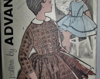 Advance 9543 Girls 60s Full Party Gathered Dress Sewing Pattern Size 10 Breast 28