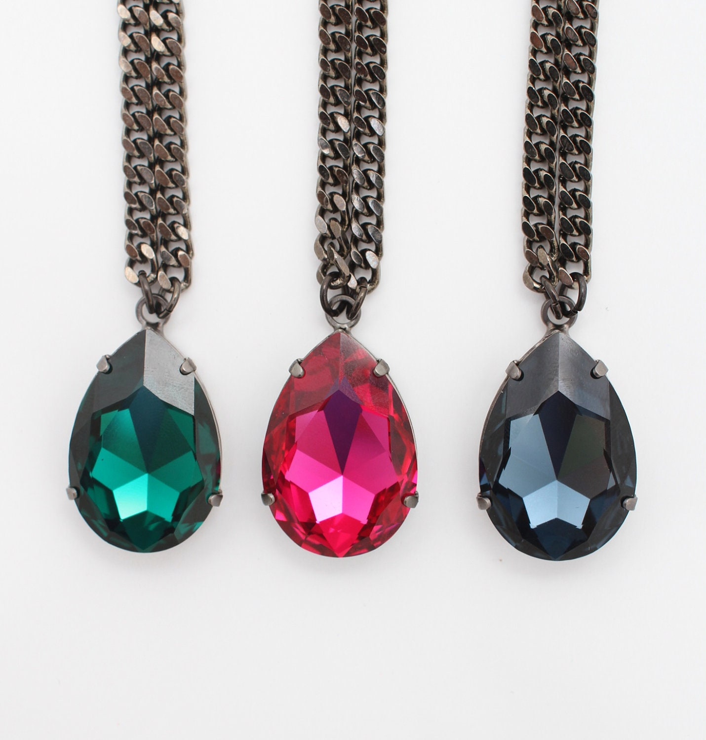 Big Crystal Drop Necklace Swarovski Crystal Pendant by RONIMO
