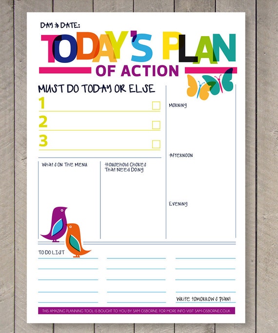 printable planner daily to do list family organiser rainbow