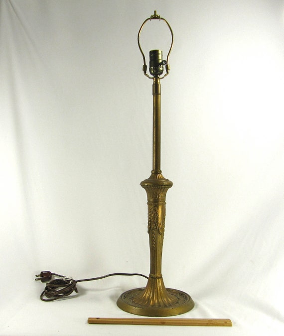 Table Lamp Vintage 1920 1930s Brass Finish Cast Metal Heavy