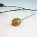 Arts and Crafts Stick Pin Antique Glass Cats Eye Stripe Golden Honey Green 1910s Hat Jewelry