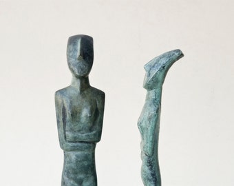 Abstract Bronze Figurine, Metal Art Sculpture, Greek Statue, Museum Quality Art, Geometric Sculpture, Minimalist Cycladic Art, Home Decor
