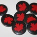 CANADIAN MAPLE LEAF 1.5" Pinback Button, Badge, 1 pin Red or Black