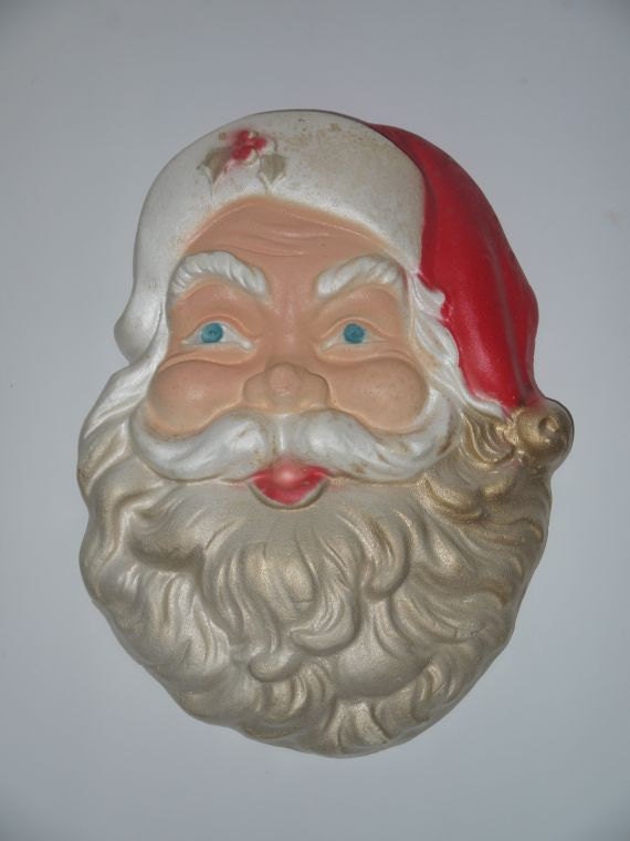 Vintage 60s Santa head / styrofoam wall decor / kitsch kitschy