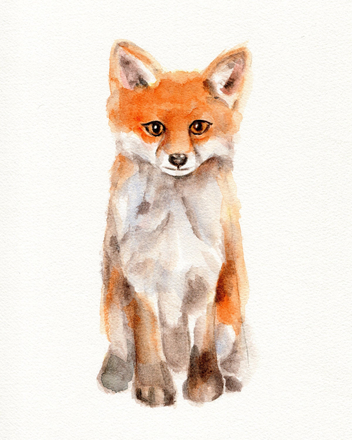 Fox watercolor print 8 X 10 Fox wall art Fox by Marysflowergarden