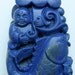 Chinese Lapis Lazuli Carved Statue. Carp and Fortune Kid
