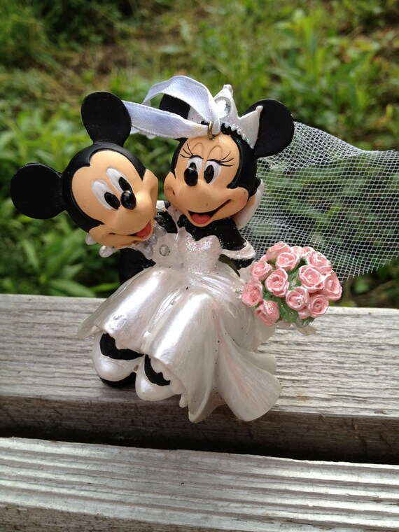 Mickey and Minnie Mouse Wedding Ornament Adorable Bride and