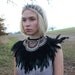 Feather Beaded Neck Piece, tribal bib, feather neckwear