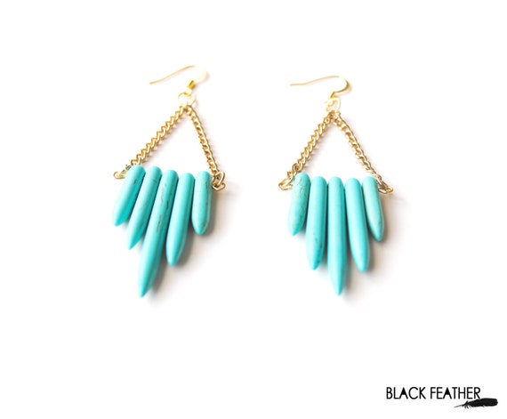 Turquoise Spike Earrings