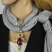 Scarf with Jewelry - Jewelry Scarf - Scarves With Pendants - necklace scarf- gray