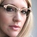 Vintage 50's 12K Gold Filled Aluminum Etched Silver Cat Eye Eyeglasses