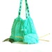 Knitting green bag- Turquoise green blue handbag- Useful bag- Autumn bag- Fall handbag- Daily bag- Pompom bag