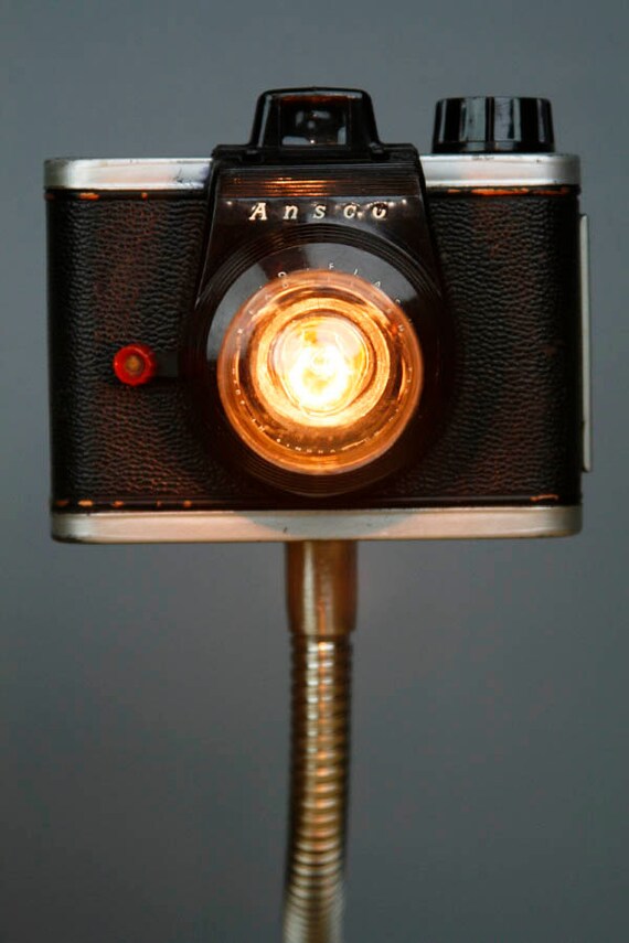 Items similar to Upcycled Camera Lamp Ansco Ready Flash on Etsy