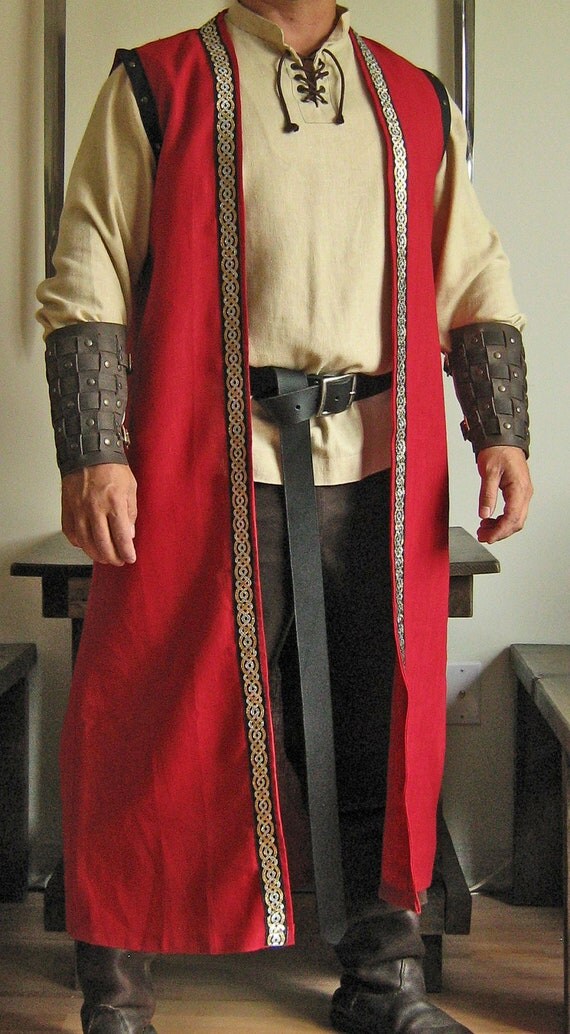 Medieval Celtic Lord King Sleeveless Mid-Calf Coat Vest Jacket