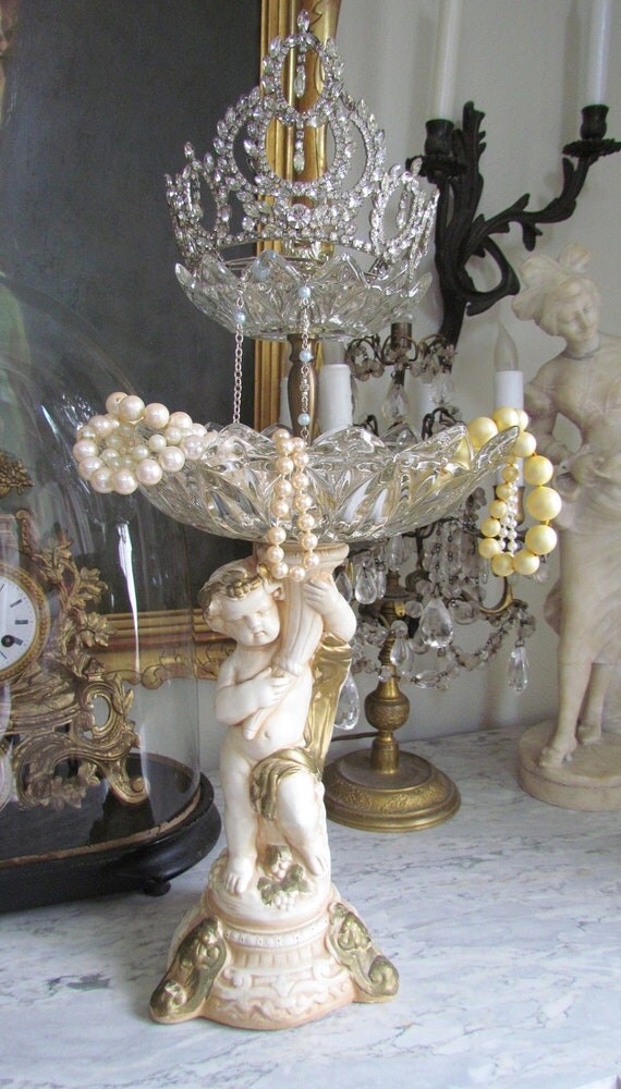 Cherub Compote Centerpiece Bowl LARGE Two Tiered