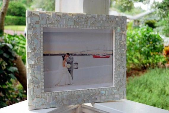 Wedding Frame White Mosaic by GreenStreetMosaics on Etsy