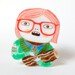 LOG LADY - shrink plastic brooch