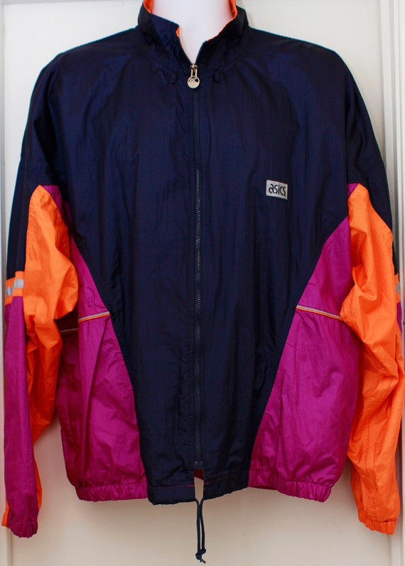 Exclusive 80s Vintage ASICS Windbreaker Jacket Sz: X-Large