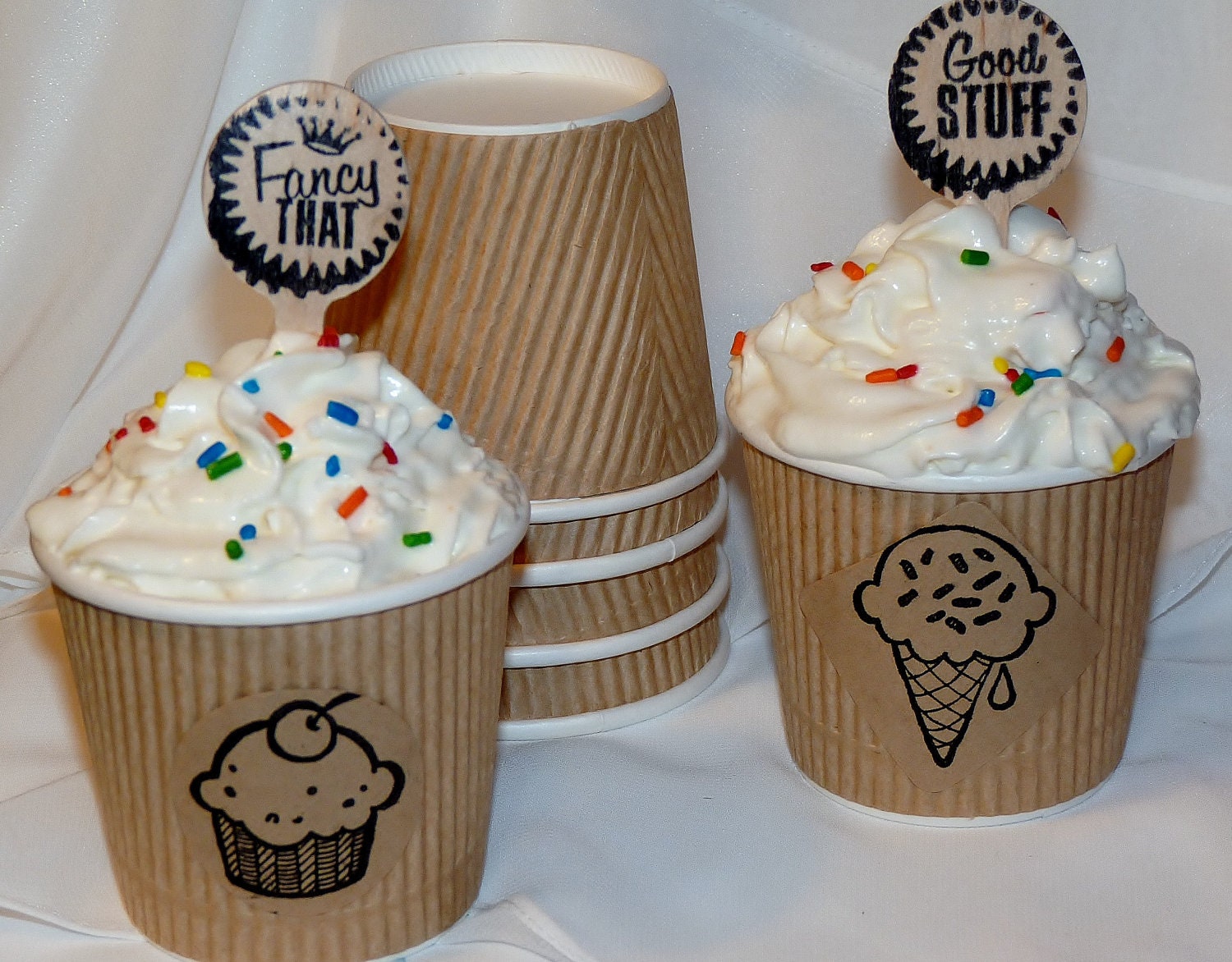 Items similar to 8 KRAFT RIPPLE Paper LittLe ICE CrEaM Cups 4oz with