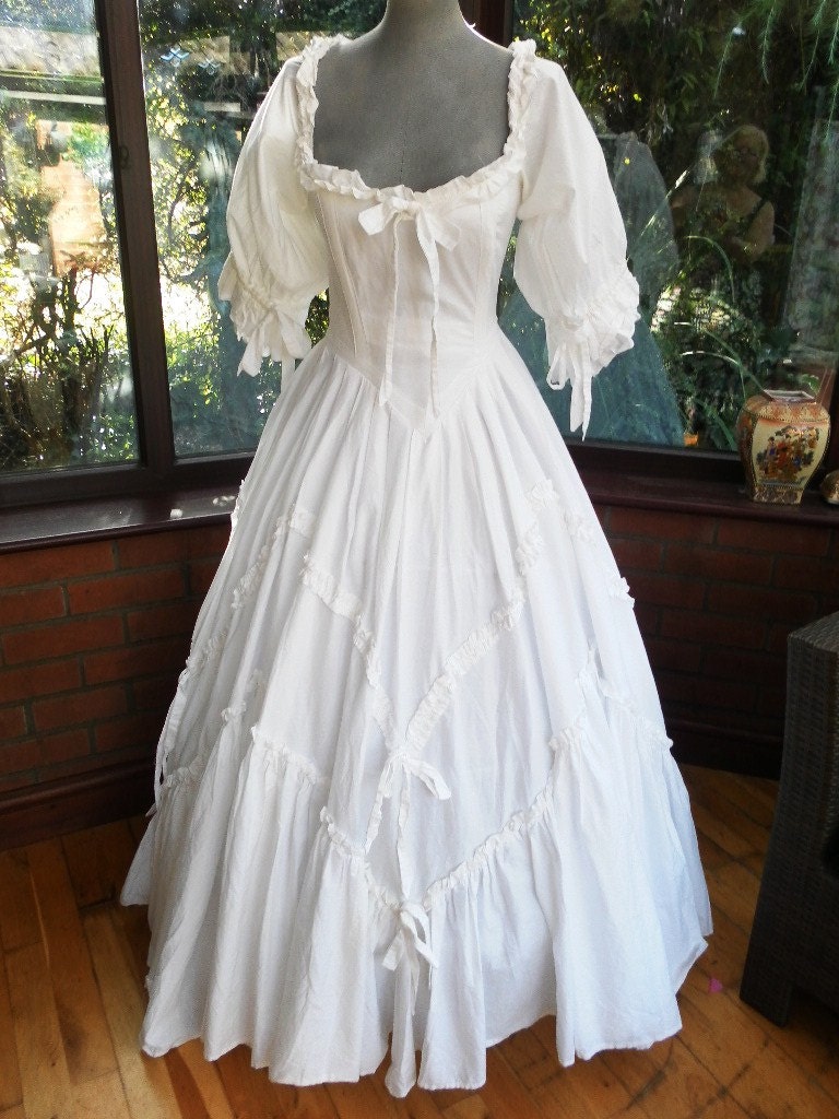 Vintage Laura Ashley Designer pure white frilled romantic