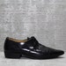 Vtg 80s Black Oxford Lace up Leather Pointy Minimalist Shoes 9 8.5 8 1/2