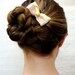 Small Hair Bow Clip, Retro Hair Accessory, Pink & Yellow Bow, Upcycled, Vintage Shabby Chic Bow, Cute Girly Eco Bow - "Young at Heart"