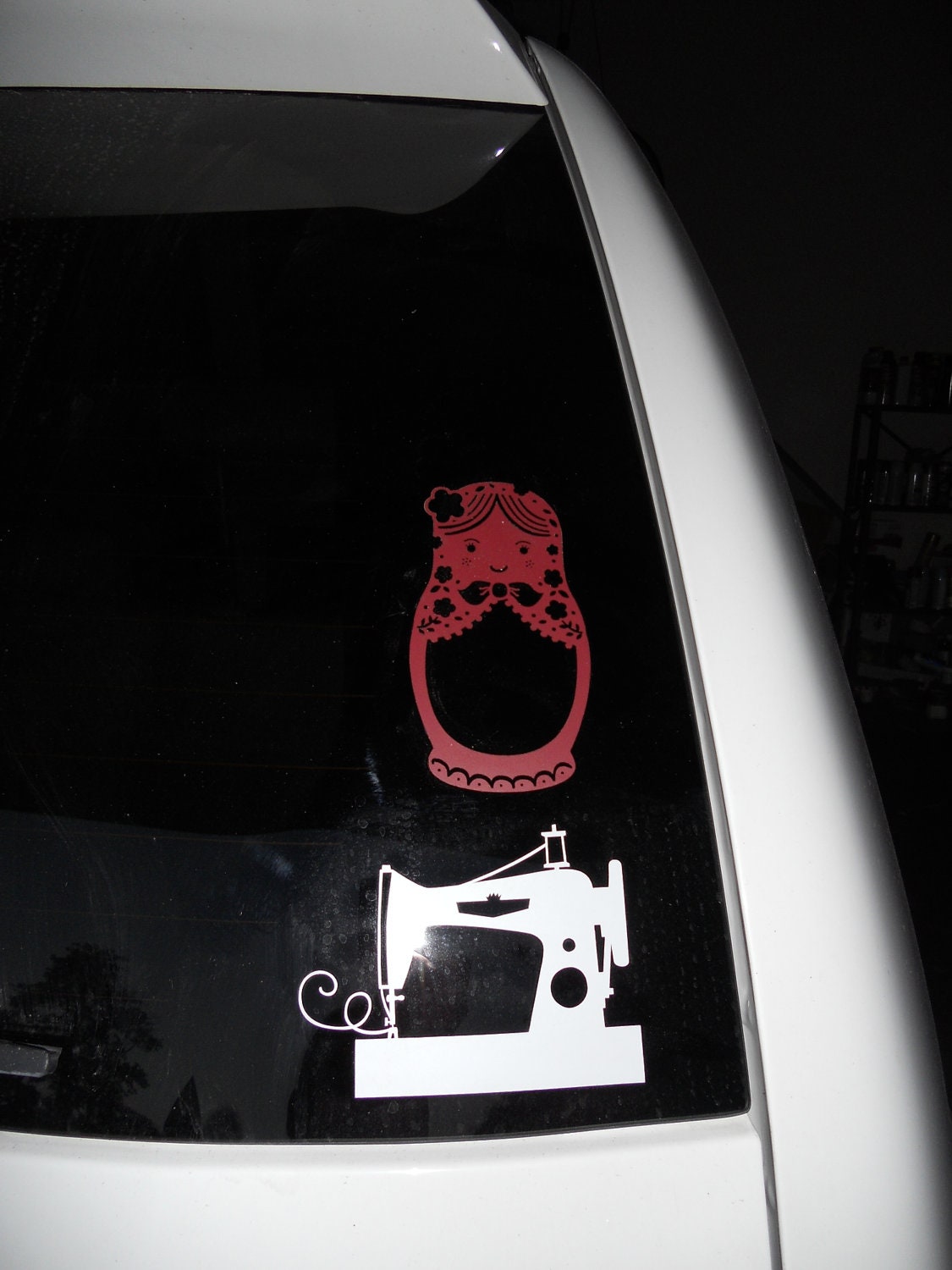 Vinyl Car  Decal  Sewing Machine WHITE by EmmiandOlive on Etsy