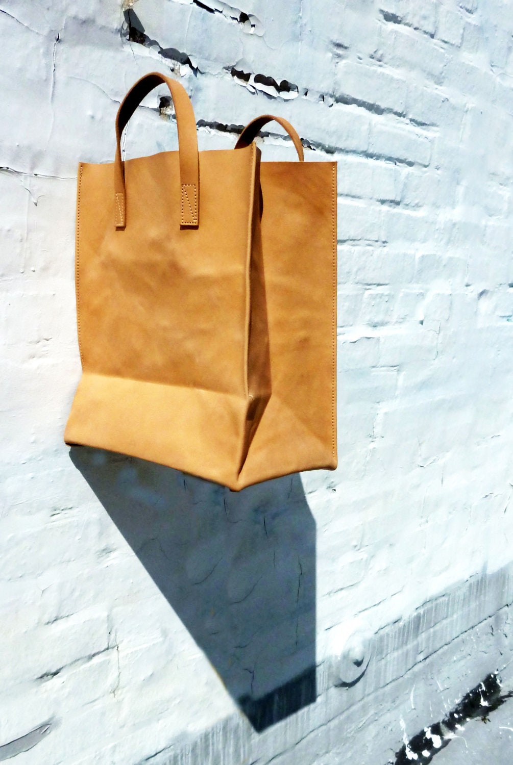 Vegetable Tanned Leather Grocery Bag. Paper bag by Ferdinands