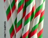 Red and Green Paper Straws--75 Red and Green Stripe Paper Straws, Holiday Paper Straws, Christmas Party, Christmas, Diy Flags Il_170x135