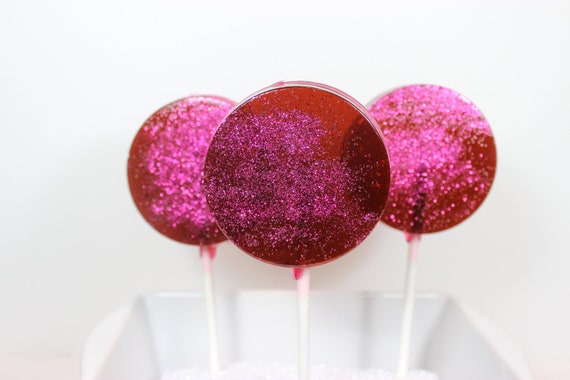 As Seen in BRIDES MAGAZINE-Black Cherry Lollipops,  Hard Candy Lollipops-Party Favors, Candy- Six Lollipops