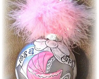 Personalized New Baby Christmas Ornament Hand Painted" It's a GIRL" Baby "It's a BOY"