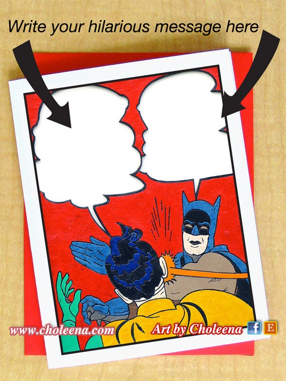 Batman Slap Meme Greeting Card Small Any Occasion by ArtByCholeena