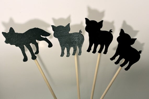 Three Little Pigs and Big Bad Wolf Shadow Puppets by JDBmercantile