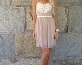 Posey: Nude & Blush Vintage Lace Wedding Bridesmaids Dress with Embellishment
