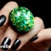 Mother's Day Jewelry, May Birthday Emerald & Peridot Green Glitter Statement Cocktail Ring, Chunky Resin Ring Hand Crafted by isewcute