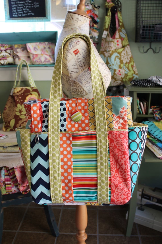 Custom Large Colorful Patchwork Teacher Tote Bag