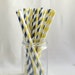free custom straw flags - 25 x Nautical Navy and Yellow Paper Straws