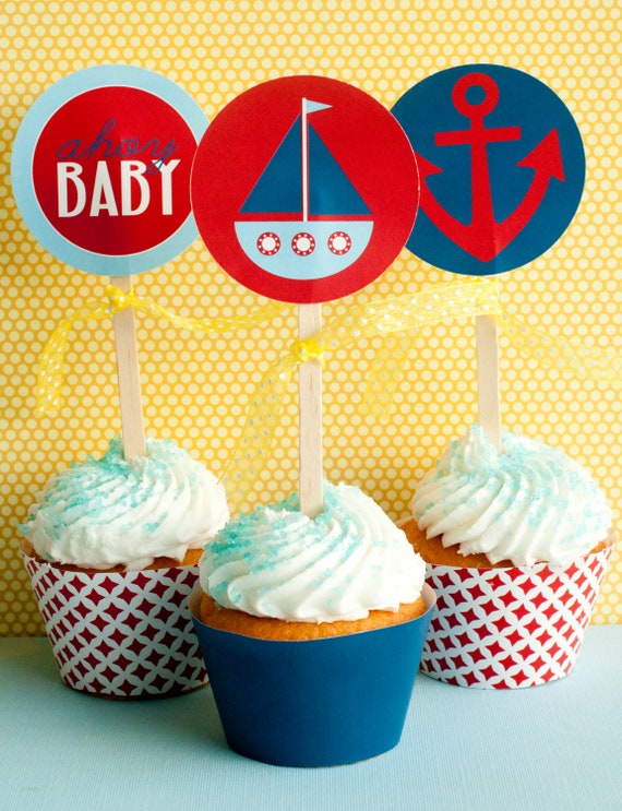 Preppy Nautical Baby Shower PRINTABLE Party Circles from Love The Day Il_570xn